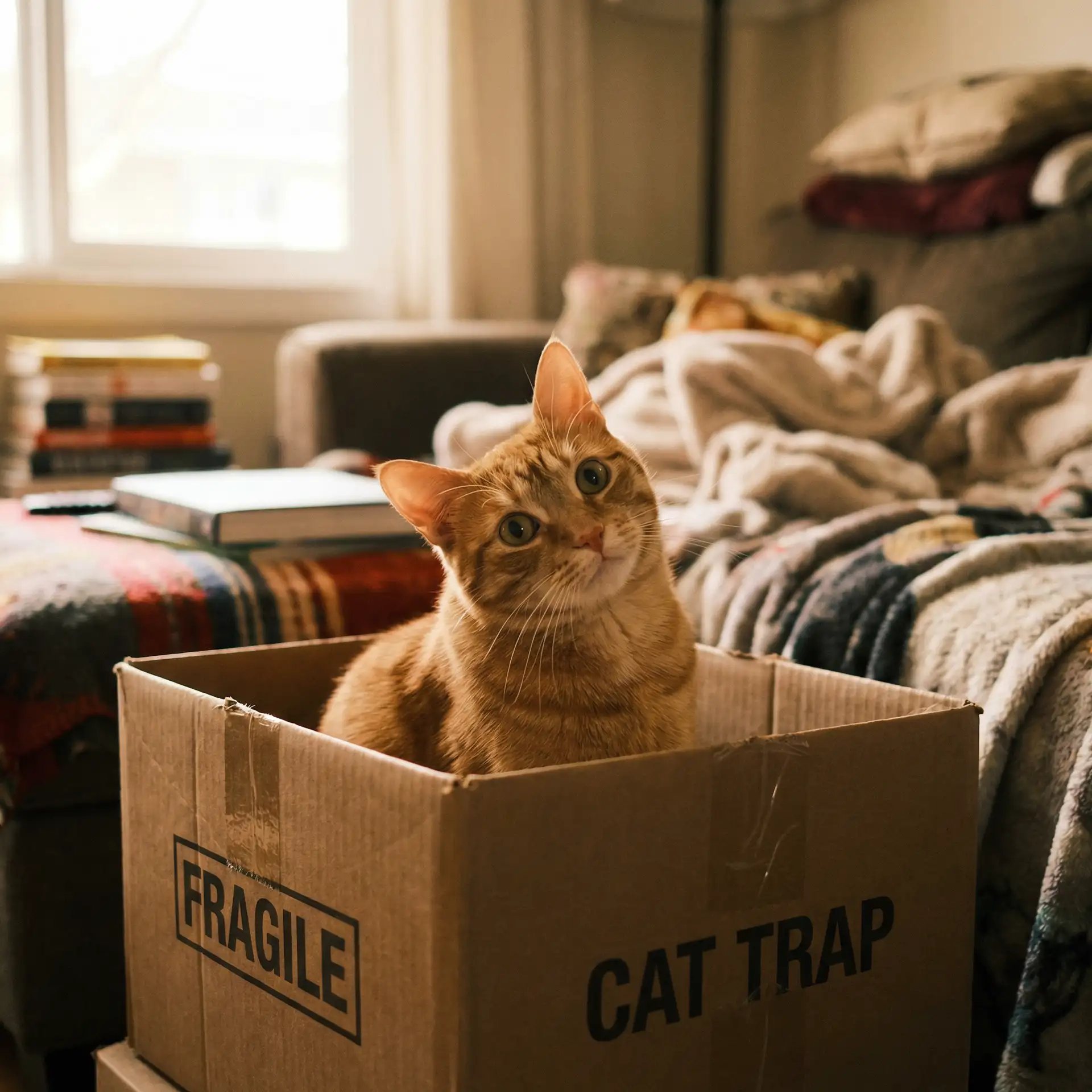 橘猫躲在纸箱里 - 超Q泡泡堂
